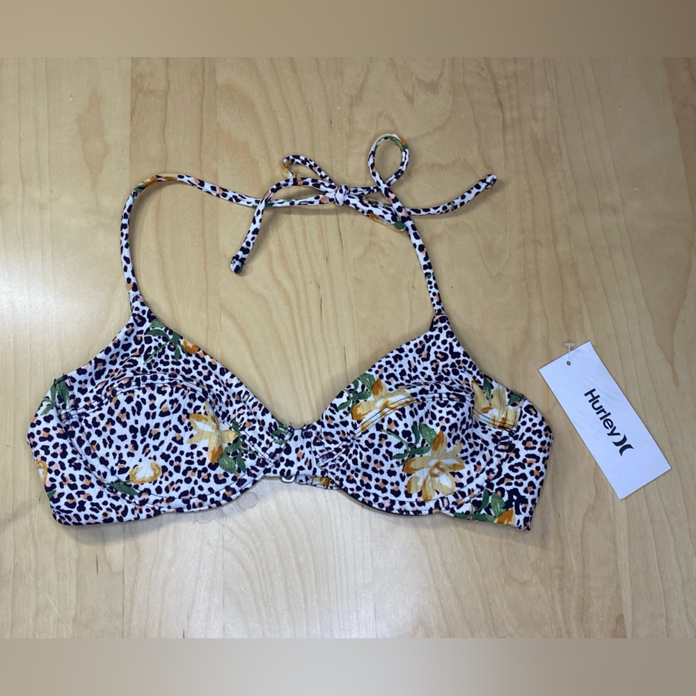 Hurley Jungle Cat Underwire Bikini Swimsuit Top Size Small